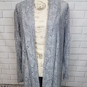 Gray Crochet Cardigan - Plus Size